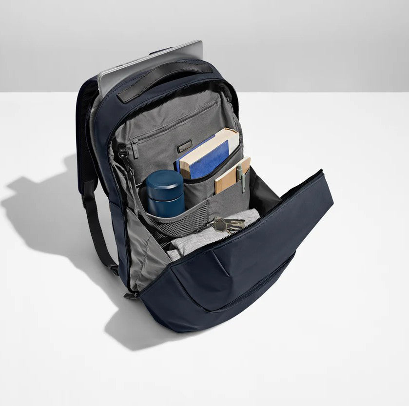 Navy Versatile Wraparound-Zip Backpack with Laptop Pocket and Luggage Attachment