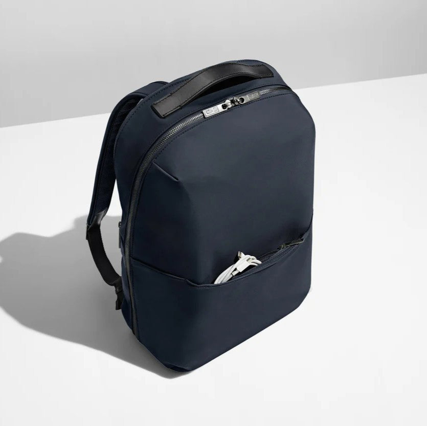 Navy Versatile Wraparound-Zip Backpack with Laptop Pocket and Luggage Attachment