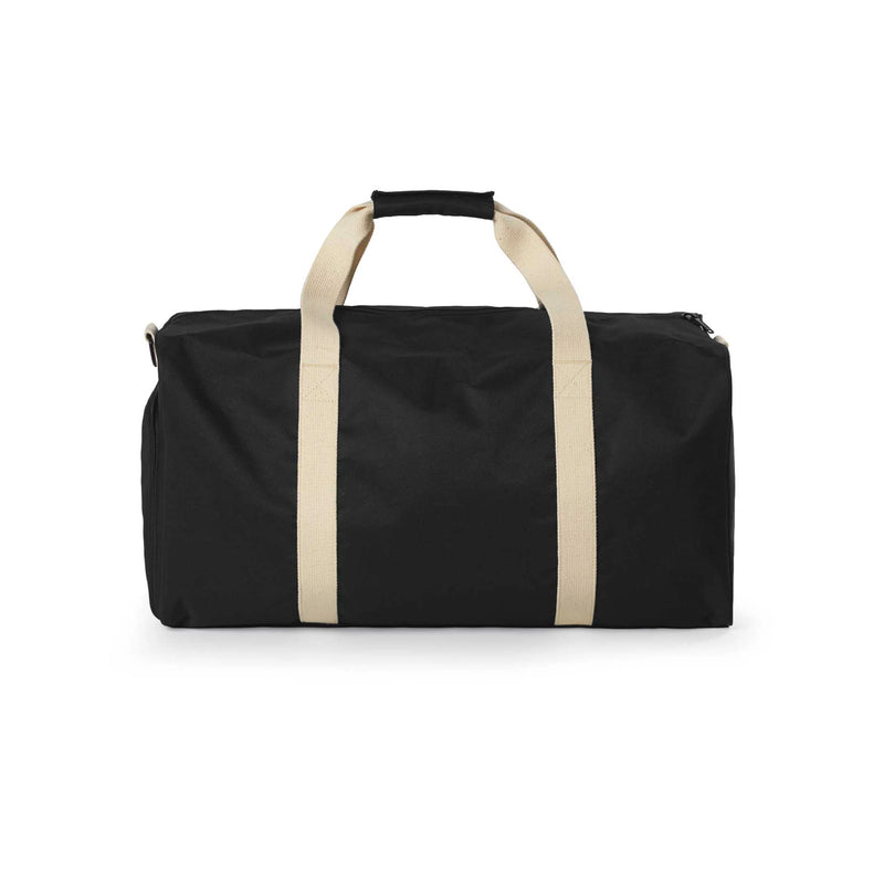 Black Spacious Rectangular Duffel Bag with Shoe Compartment and Contrast Handles