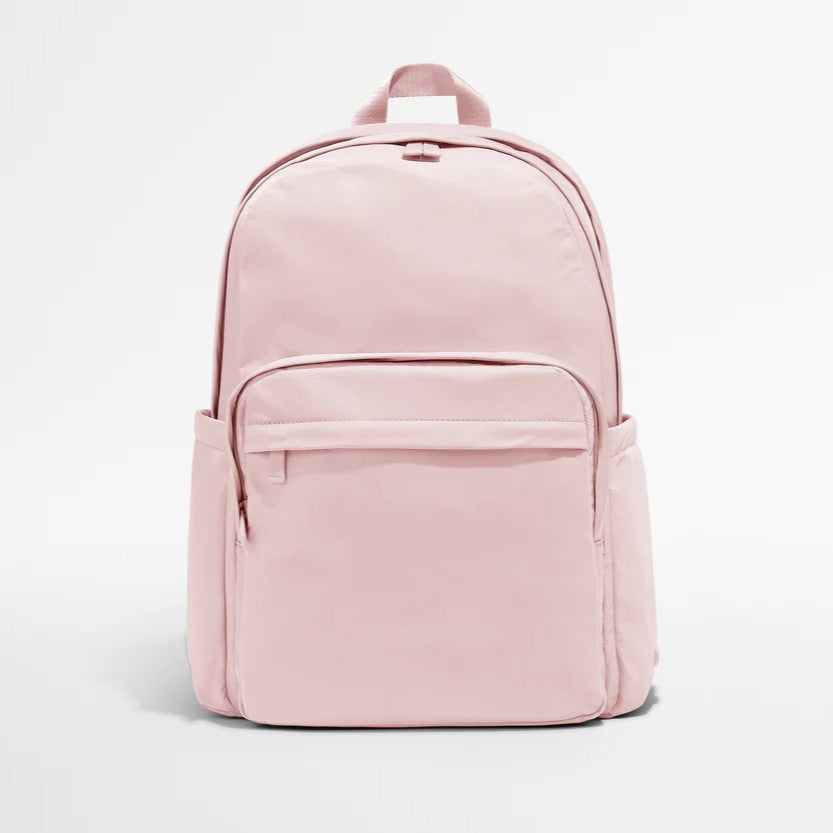 Pastel Pink Featherlight Multi-Pocket Backpack with Trolley Sleeve and Laptop Compartment