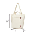 Off-White Minimalist Multi-Use Tote Bag with Front Zip Pocket and Trolley Sleeve