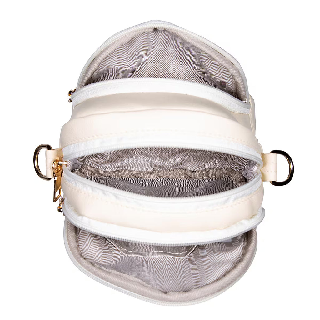 Multi-Tone Compact Dual-Zip Mini Shoulder Bag with Adjustable Strap