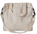 Natural Beige Multi-Pocket Canvas Tote with Detachable Shoulder Strap