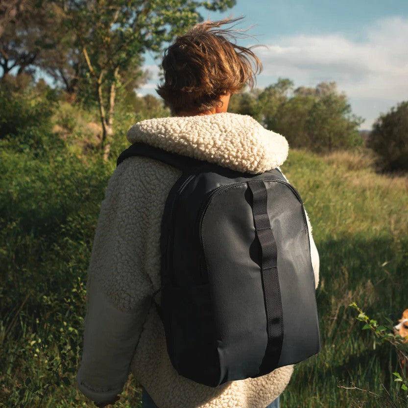 Black Water-Resistant Multi-Pocket Adventure Backpack with Water Bottle Holders